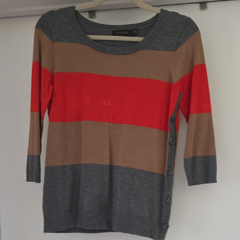 The Limited Gray, Orange And Tan Knit Sweater